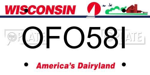 OFO58I Wisconsin License Plate