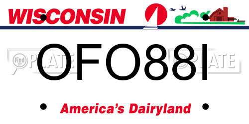 OFO88I Wisconsin License Plate