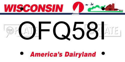 OFQ58I Wisconsin License Plate