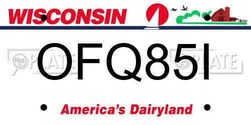 OFQ85I Wisconsin License Plate