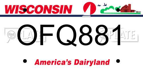 OFQ881 Wisconsin License Plate