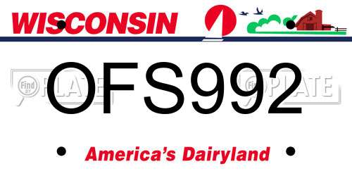OFS992 Wisconsin License Plate