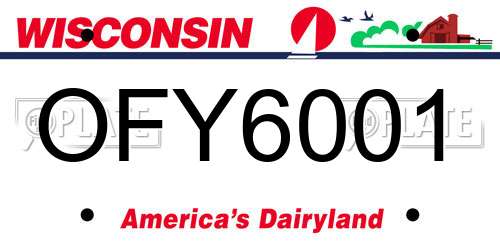 OFY6001 Wisconsin License Plate
