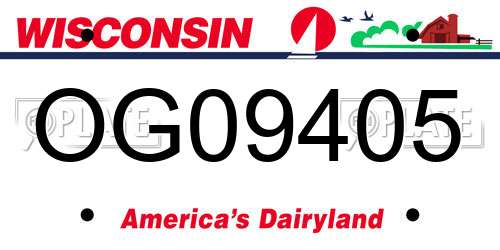 OG09405 Wisconsin License Plate
