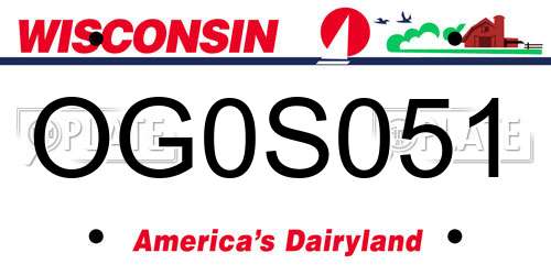 OG0S051 Wisconsin License Plate