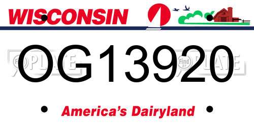 OG13920 Wisconsin License Plate