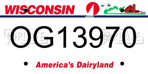 OG13970 Wisconsin License Plate