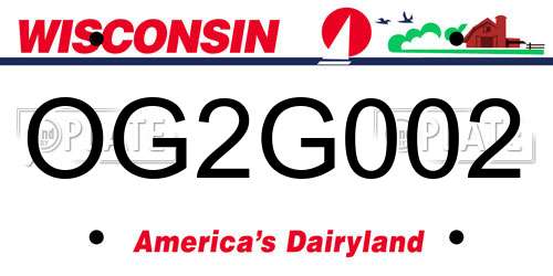 OG2G002 Wisconsin License Plate