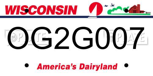 OG2G007 Wisconsin License Plate
