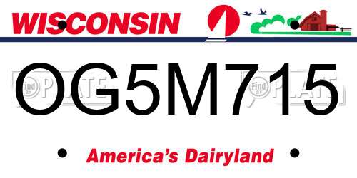 OG5M715 Wisconsin License Plate