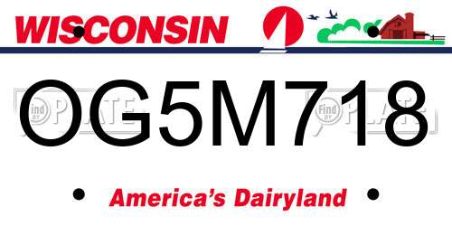 OG5M718 Wisconsin License Plate