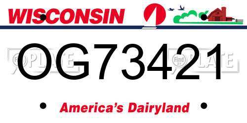 OG73421 Wisconsin License Plate