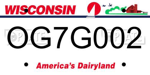 OG7G002 Wisconsin License Plate