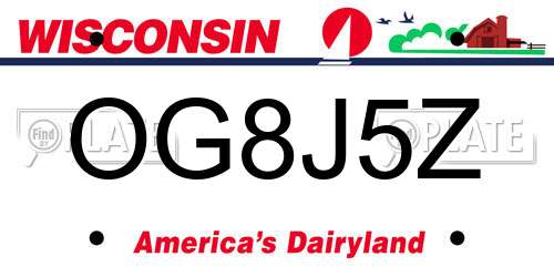 OG8J5Z Wisconsin License Plate