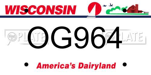 OG964 Wisconsin License Plate