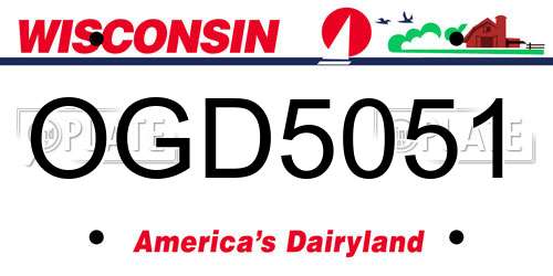 OGD5051 Wisconsin License Plate