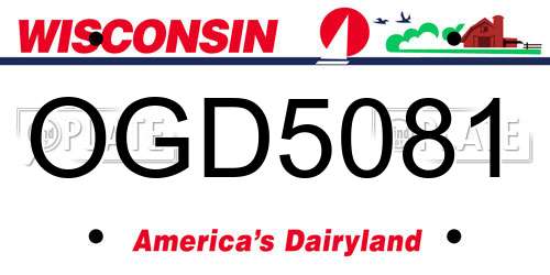 OGD5081 Wisconsin License Plate