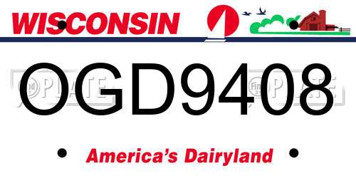 OGD9408 Wisconsin License Plate