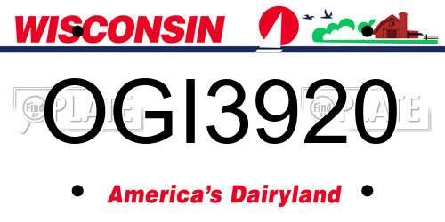 OGI3920 Wisconsin License Plate