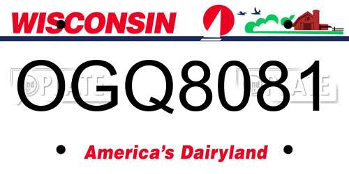 OGQ8081 Wisconsin License Plate