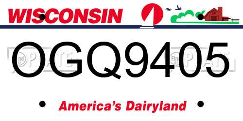 OGQ9405 Wisconsin License Plate