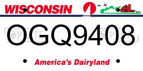 OGQ9408 Wisconsin License Plate