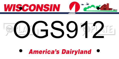 OGS912 Wisconsin License Plate