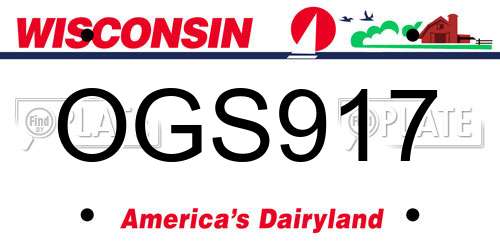 OGS917 Wisconsin License Plate