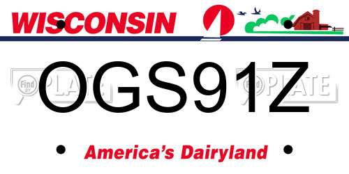 OGS91Z Wisconsin License Plate