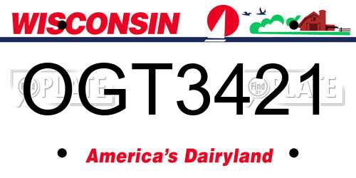 OGT3421 Wisconsin License Plate