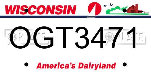 OGT3471 Wisconsin License Plate