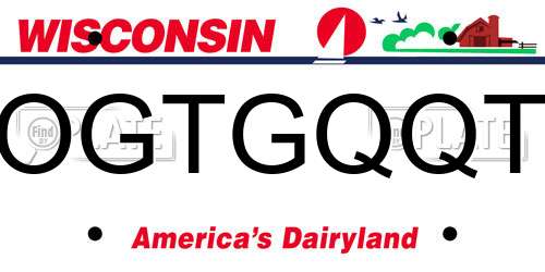 OGTGQQT Wisconsin License Plate