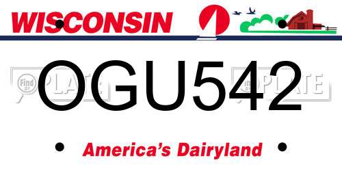 OGU542 Wisconsin License Plate