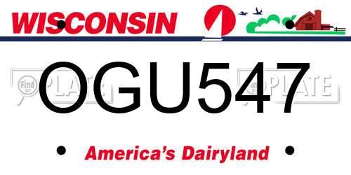 OGU547 Wisconsin License Plate