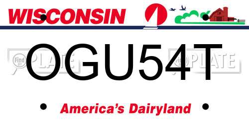 OGU54T Wisconsin License Plate