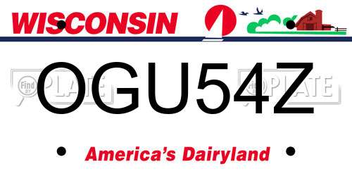 OGU54Z Wisconsin License Plate