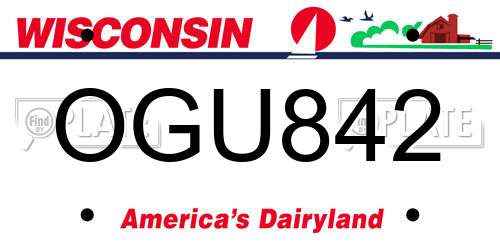 OGU842 Wisconsin License Plate