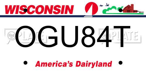 OGU84T Wisconsin License Plate
