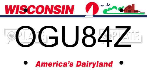 OGU84Z Wisconsin License Plate