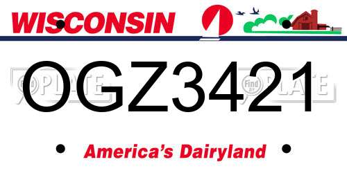 OGZ3421 Wisconsin License Plate
