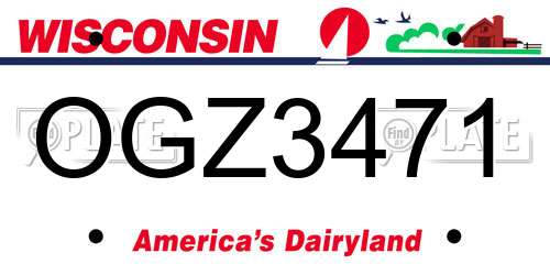 OGZ3471 Wisconsin License Plate