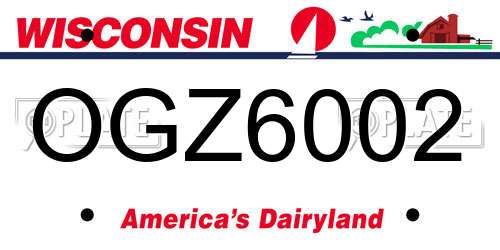 OGZ6002 Wisconsin License Plate
