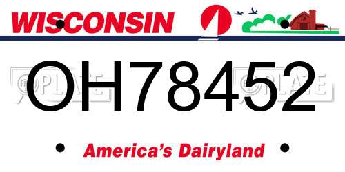 OH78452 Wisconsin License Plate