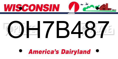 OH7B487 Wisconsin License Plate