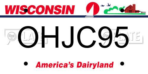 OHJC95 Wisconsin License Plate
