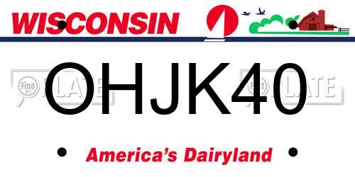 OHJK40 Wisconsin License Plate