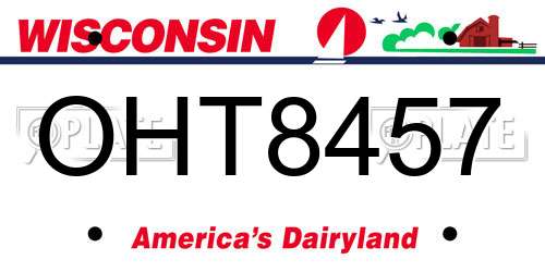 OHT8457 Wisconsin License Plate