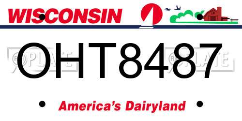 OHT8487 Wisconsin License Plate