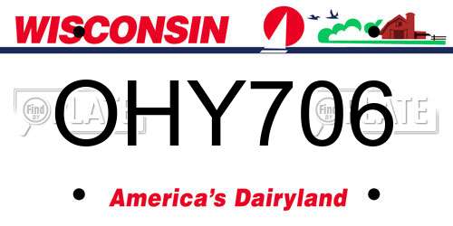 OHY706 Wisconsin License Plate