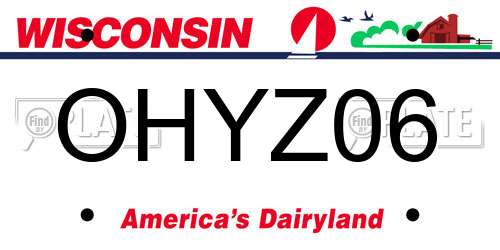 OHYZ06 Wisconsin License Plate